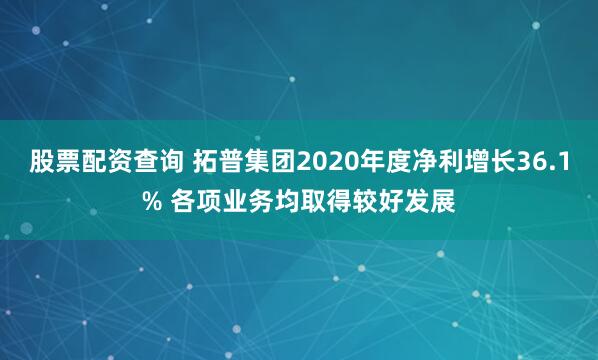 股票配资查询 拓普集团2020年度净利增长36.1% 各项业务均取得较好发展