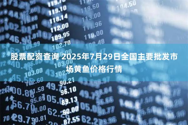 股票配资查询 2025年7月29日全国主要批发市场黄鱼价格行情